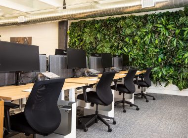 black office rolling chairs and table