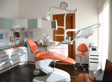 red and white massage chair