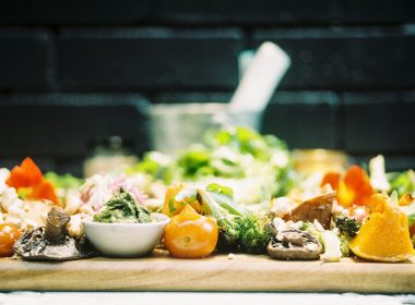 selective focus photography of tray of food