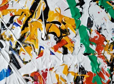 green yellow and white abstract painting