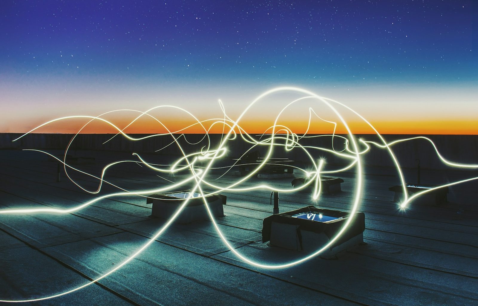 time lapse photography of square containers at night