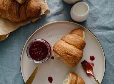 bread on white ceramic plate