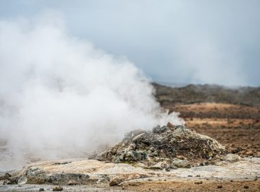Geothermal vent releasing steam into the air