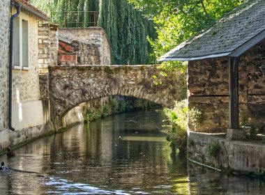 brown wooden house on river