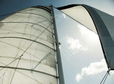 white sail boat