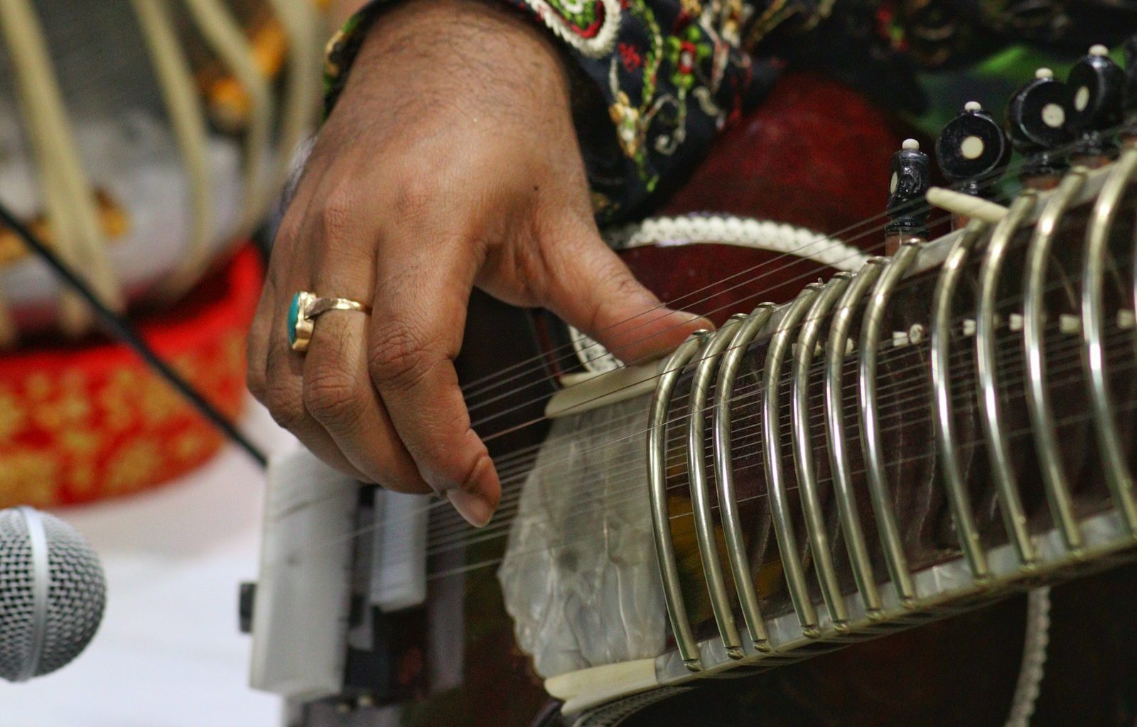 a close up of a person playing a musical instrument