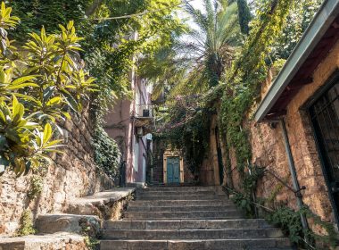 empty stairwell near houses