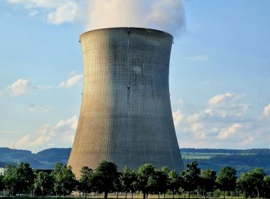 a nuclear power plant emitting smoke into the sky