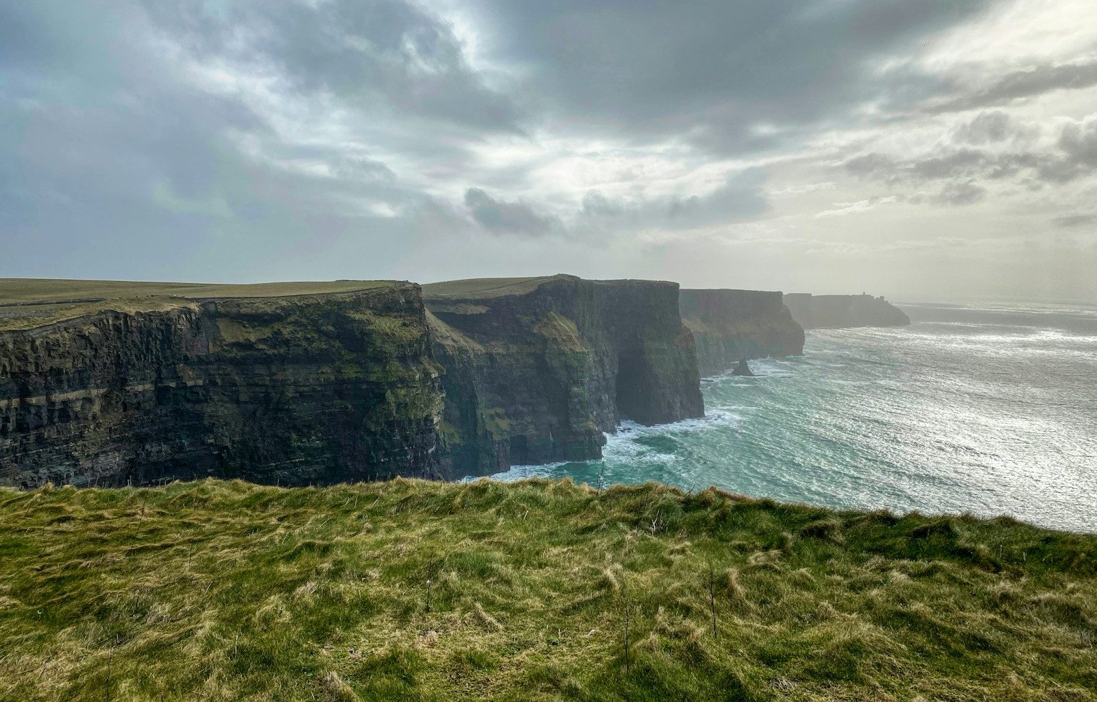 green grass field near body of water under cloudy sky during daytime