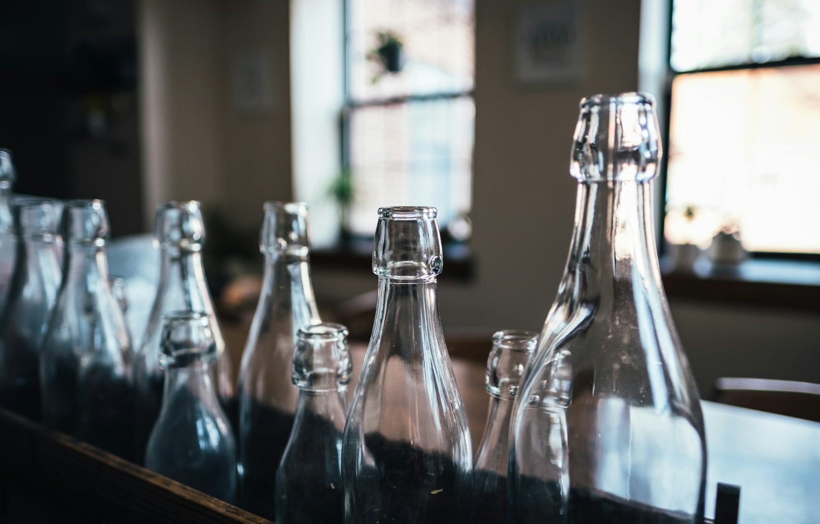 photography of glass bottles