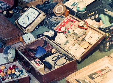 a group of boxes and objects on the floor