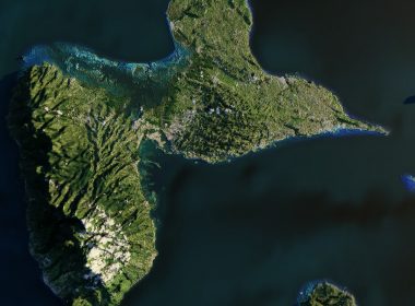 green and brown rock formation