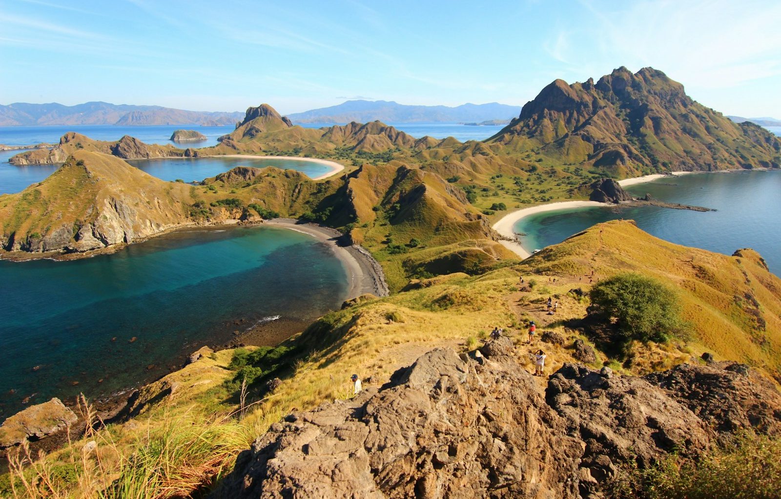 birds eye view of body of water and island