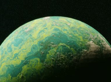 A close up of a green and black object