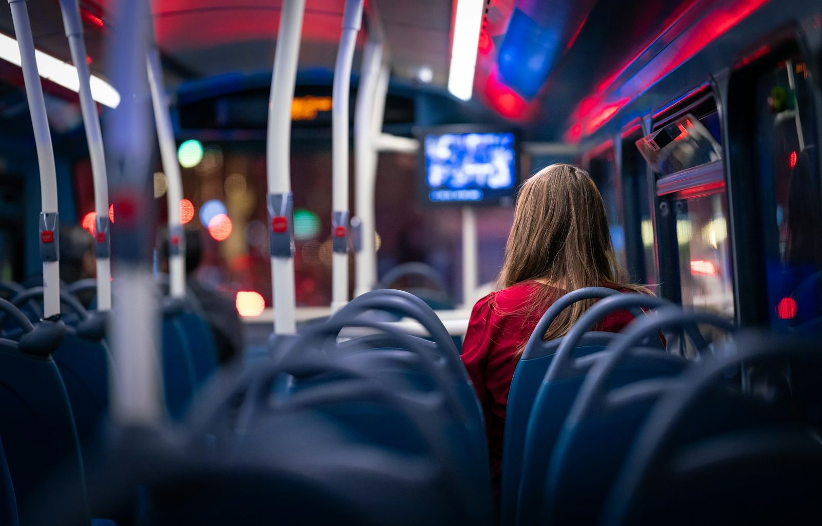 a person sitting on a bus