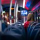 a person sitting on a bus