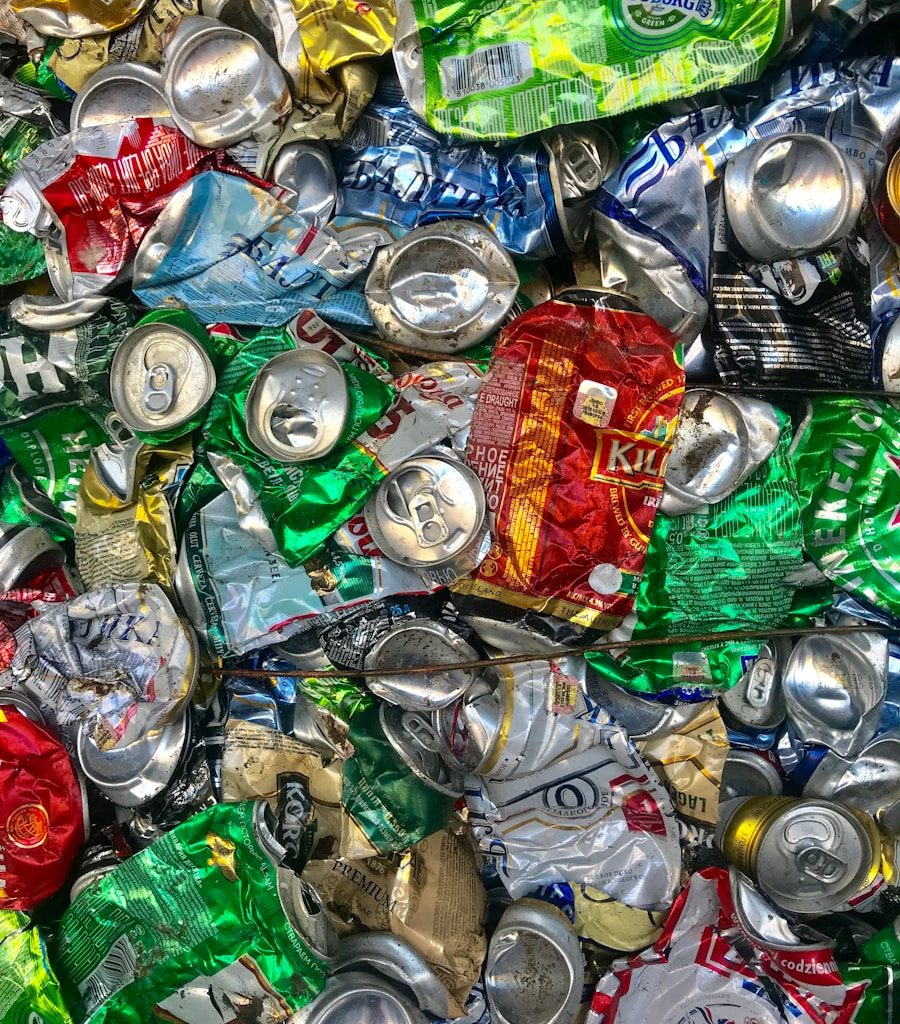 crushed assorted beverage cans lot