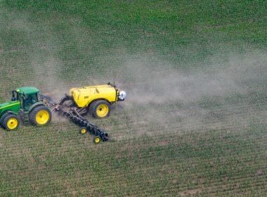 a tractor in a field