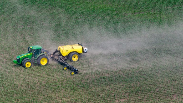 a tractor in a field