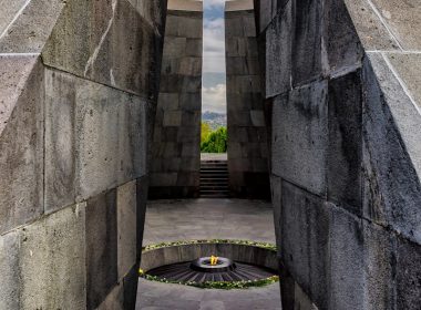 view of fire pit is with light