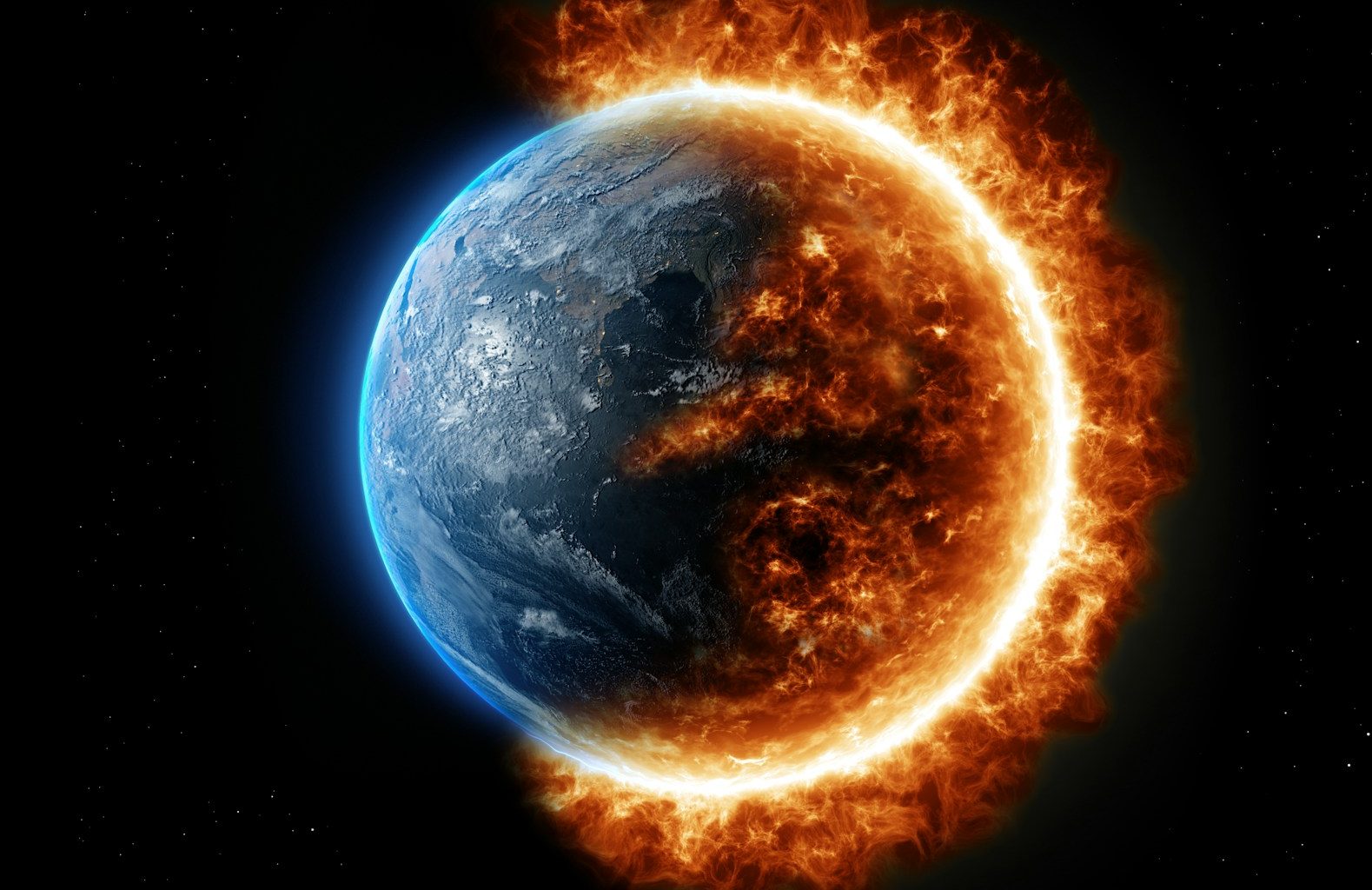a picture of the earth in a ring of fire