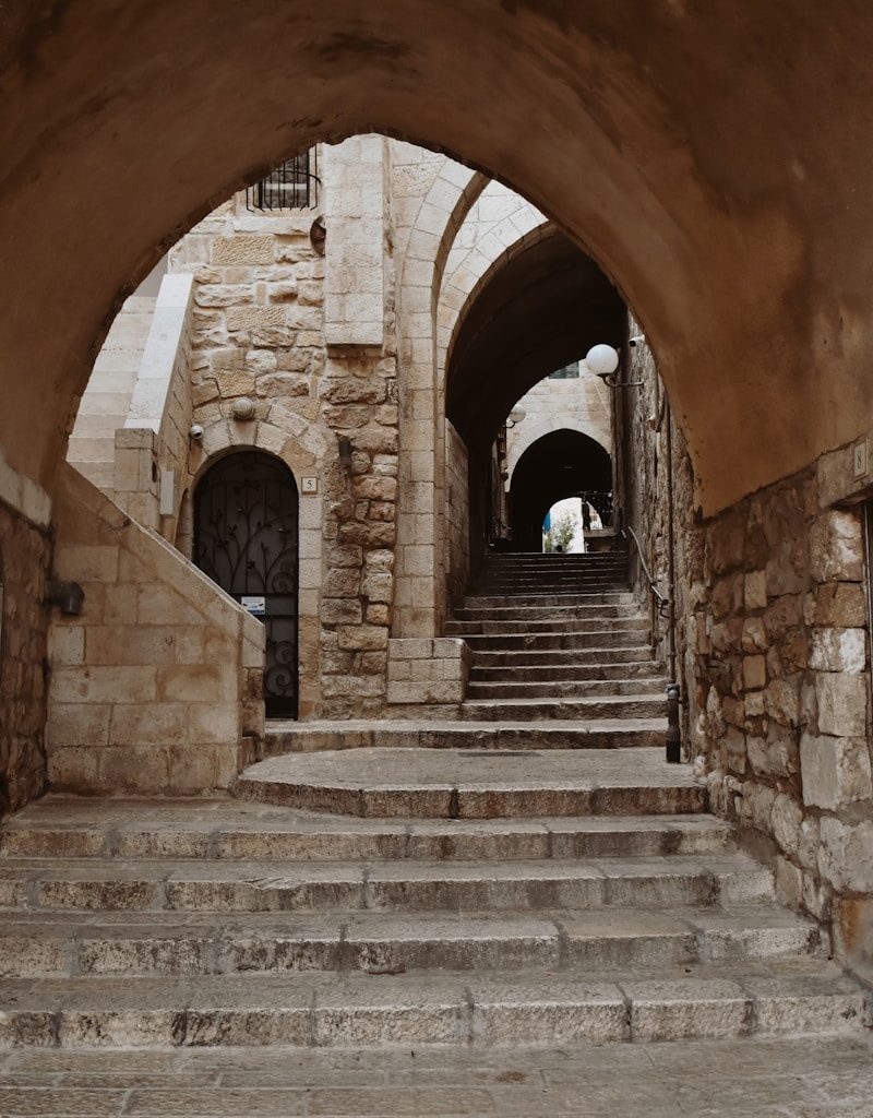 a set of stone steps leading to a building